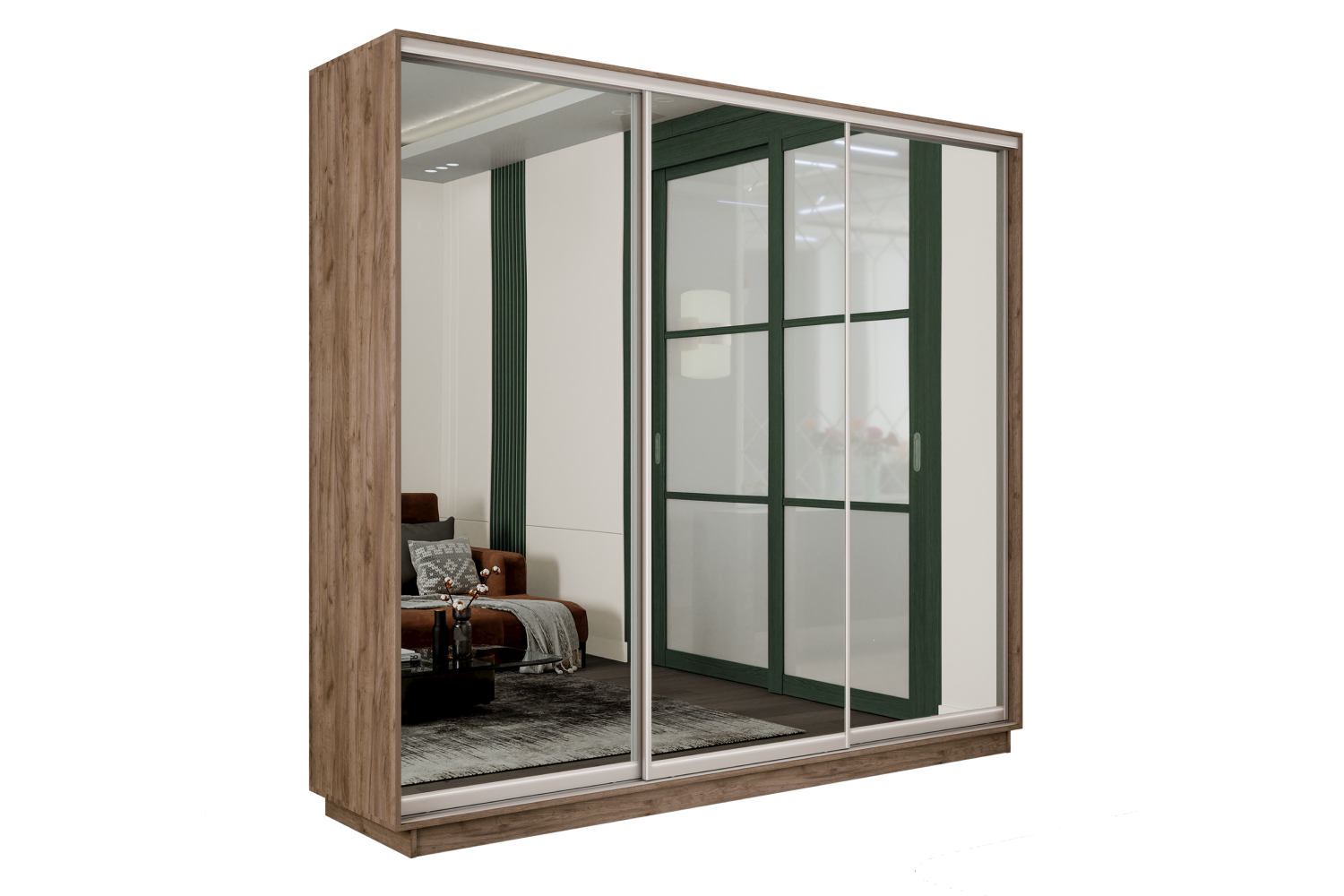 Шкафы-купе - изображение №3 "Шкаф-купе Премиум 3х дверный 2100х2400х600 Крафт табачный"  на www.Angstrem-mebel.ru