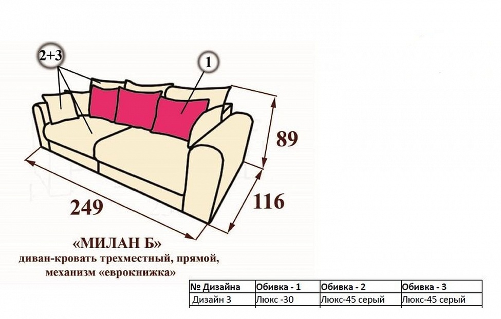 Диваны-кровати - изображение №6 "Диван-кровать Милан, Д3"  на www.Angstrem-mebel.ru
