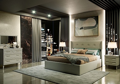 Спальня Орландо 6, тип кровати Мягкие, цвет Ярко-серый